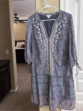 Sundance Blue and White Printed Tiered Dress